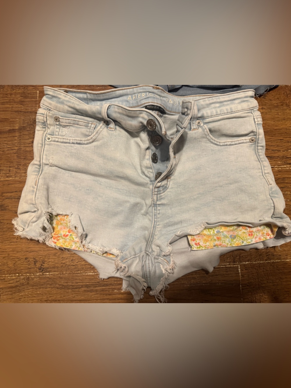 AE American Eagle high rise shorty button fly denim shorts 10